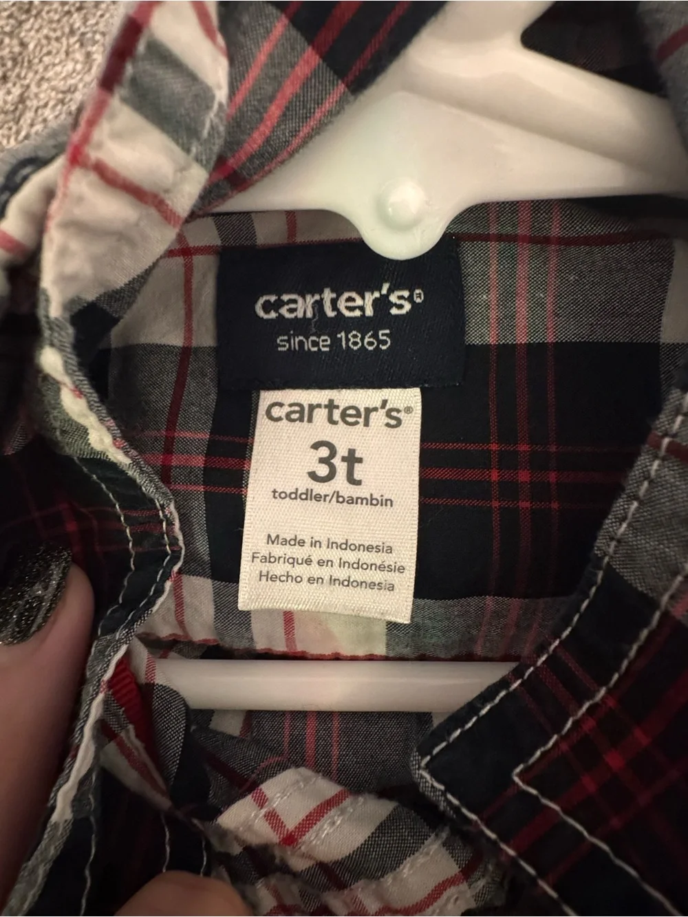 Carter's Plaid Button-Down Shirt - Black, White & Red